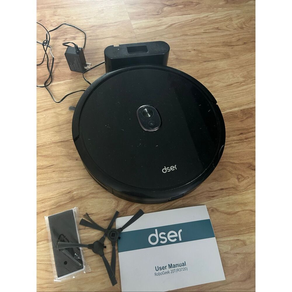 Dser robo vacuum black no remote with extra filter and manual